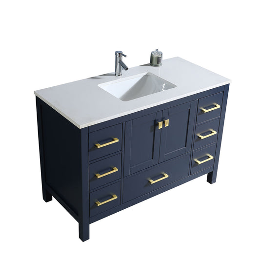 48" V9008 Series Vanity & Countertop Quartz Combo (Royal Blue)