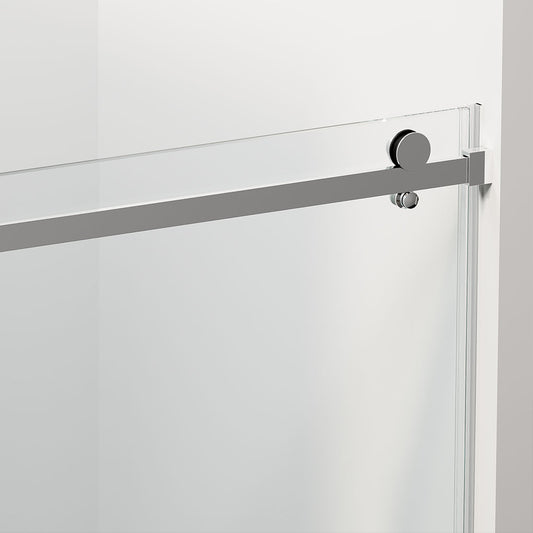 60" Amber Series Frameless Sliding Shower Door with Klearteck Treatment (3/8" Fixed + 5/16" Sliding ) (Chrome)