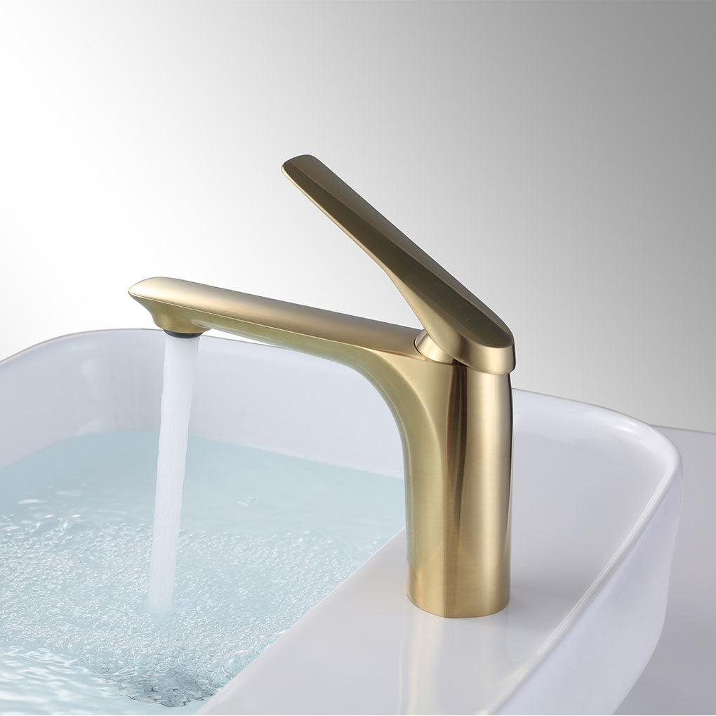 F Many Faucet F050 Single Hole Basin Faucet with Pop Up (Brushed Gold)