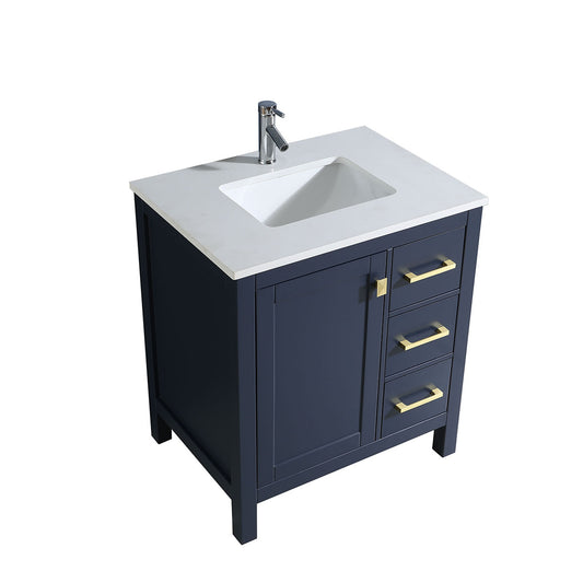 30" V9008 Series Vanity & Countertop Quartz Combo (Royal Blue)