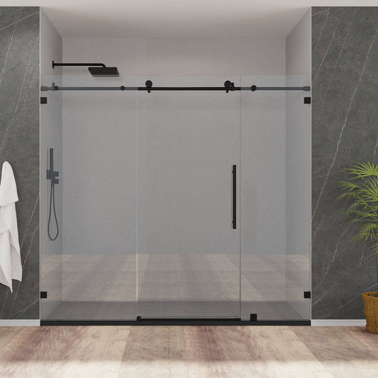 102" MZ Matthew Series Single Sliding Door (Matte Black)