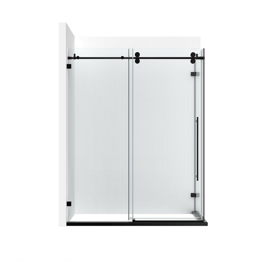 BH Frameless Single Sliding Shower Door with Return Panel {Matte Black}