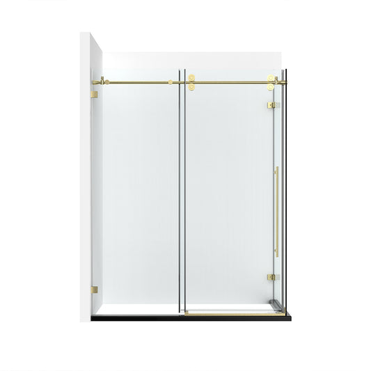 BH Frameless Single Sliding Shower Door with Return Panel {Brushed Gold}