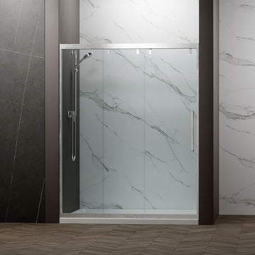 38" Monaco Maximize your small bathroom space with ease and style with our sliding shower door (Chrome) Monaco Series