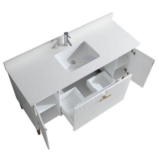 60" Craftsmanship Limited Edition Vanity & Quartz Countertop Combo  (Matte White)  SKU: EN8339-60WH