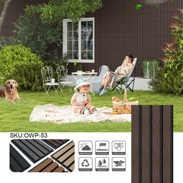 OWP-53 114"H x 8.5"W Outdoor European Siding System Composite Board Paneling, Weatherproof and UV-Resistant