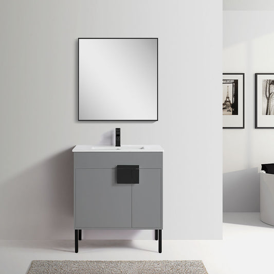 30" V9003 Series Vanity with Ceramic Sink (Matte Grey)