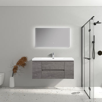 48" V9005 Angela Series Wall Hung Vanity & Acrylic Basin (Cement Grey）