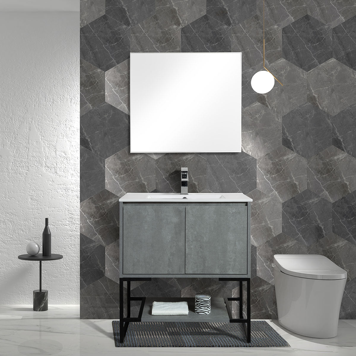 30" V9006 Allen Series Vanity with Ceramic Sink (Cement Grey)