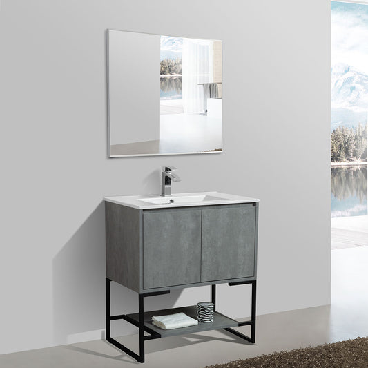 30" V9006 Allen Series Vanity with Ceramic Sink (Cement Grey)