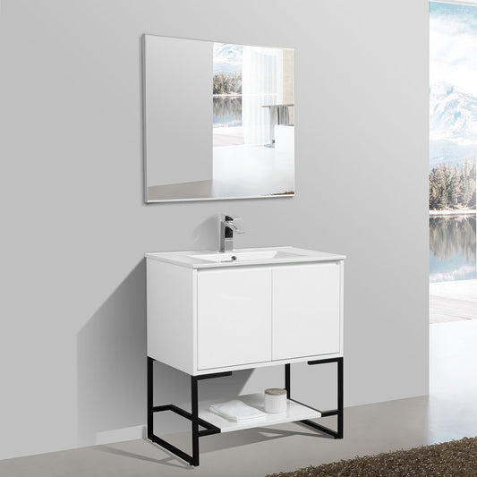 30" V9006 Allen Series Vanity with Ceramic Sink (Glossy White)