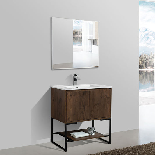 30"  V9006 Allen Series Vanity with Ceramic Sink (Rose Wood)