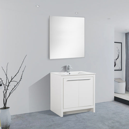 36" V9004 Series Vanity with Ceramic Sink (Glossy White)
