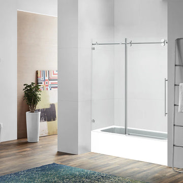 BH Single Sliding Tub Door 60"-72W x 66" H  (Chrome, Brushed Nickel, Matte Black, Brushed Gold)