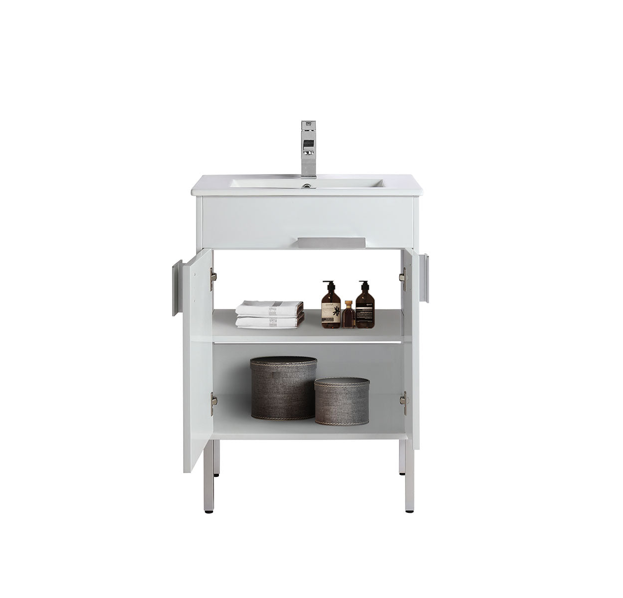 24" Vanity with Ceramic Sink (Glossy White)  V9003 Series - iStyle Bath