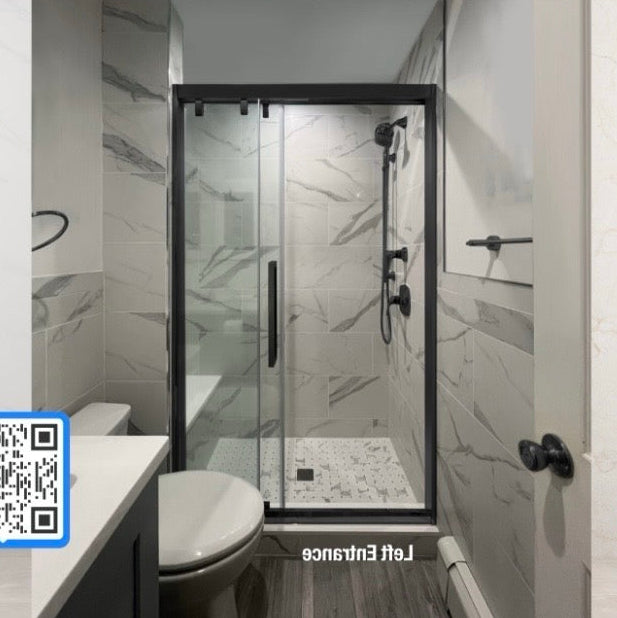 42" Monaco Sliding Shower Door (5/16" thickness) (3 Panels) (Matte Black)