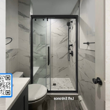 42" Monaco Sliding Shower Door (5/16" thickness) (3 Panels) (Matte Black)