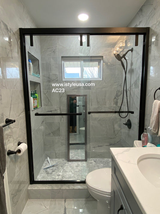 54" AC23 series Bypass Shower Door with Klearteck Treatment (3/8" Thickness) (Matte Black)