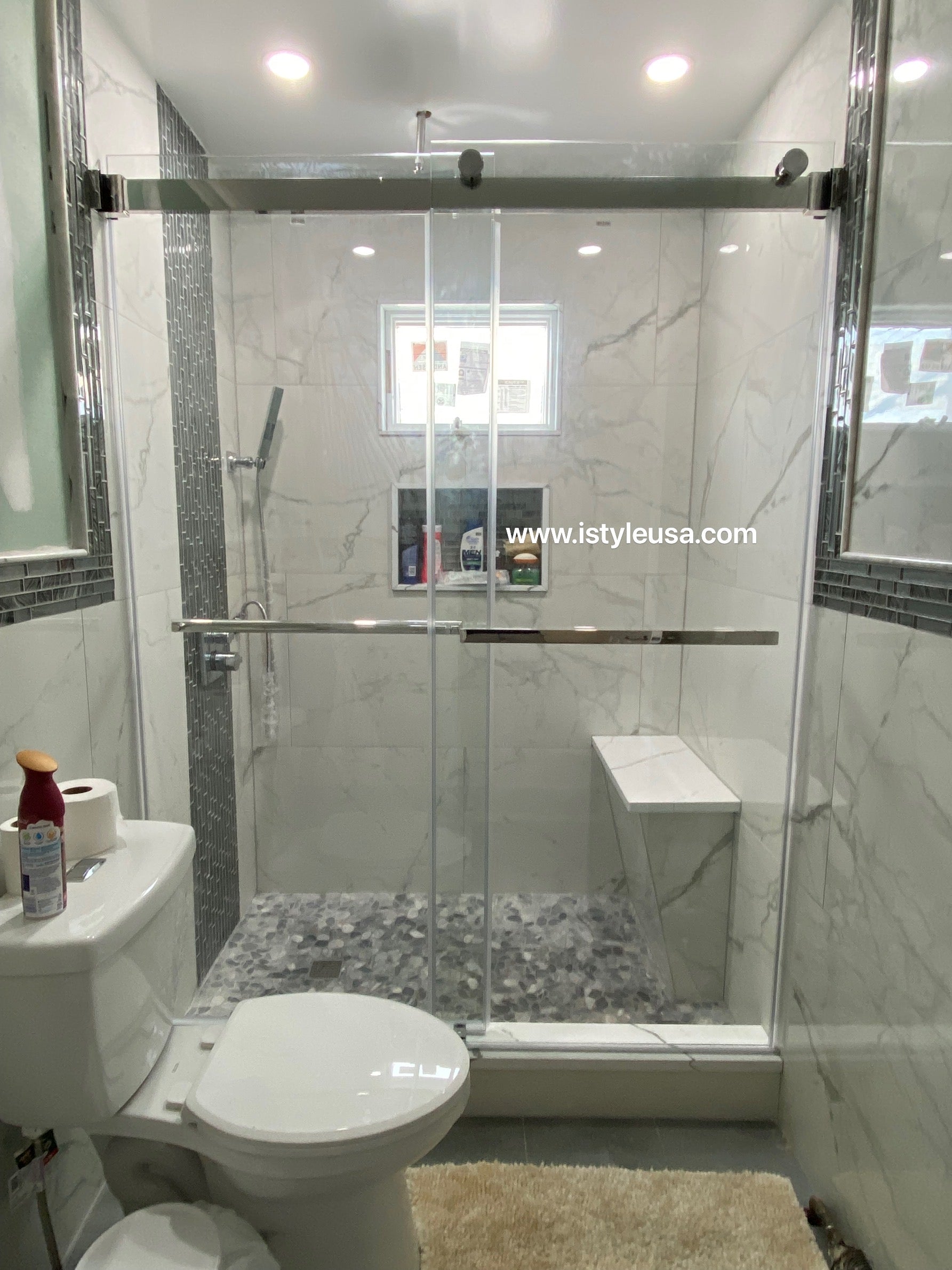 60" Frameless Bypass Shower Door with Klearteck Treatment  (3/8" Thickness) (Chrome) DQZ Nicholas Series - iStyle Bath