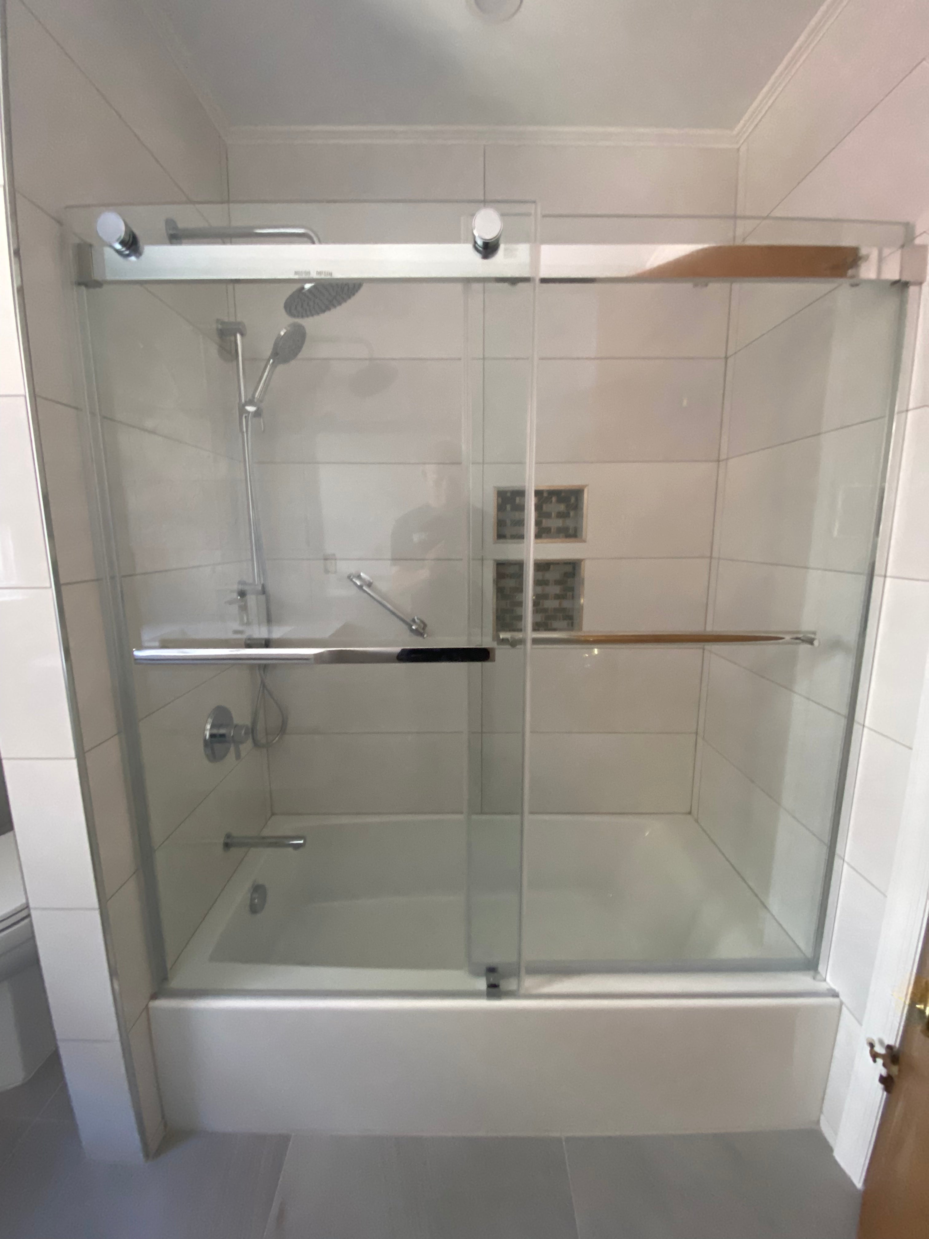 60" DQZ Nicholas Series Tub Door Frameless Bypass Tub Door with Kleart