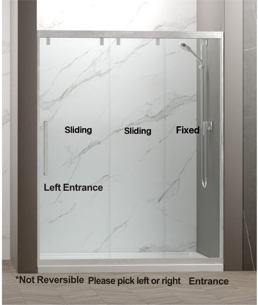 42" Monaco Maximize your small bathroom space with ease and style with our sliding shower door (Brushed Nickel) Monaco Series