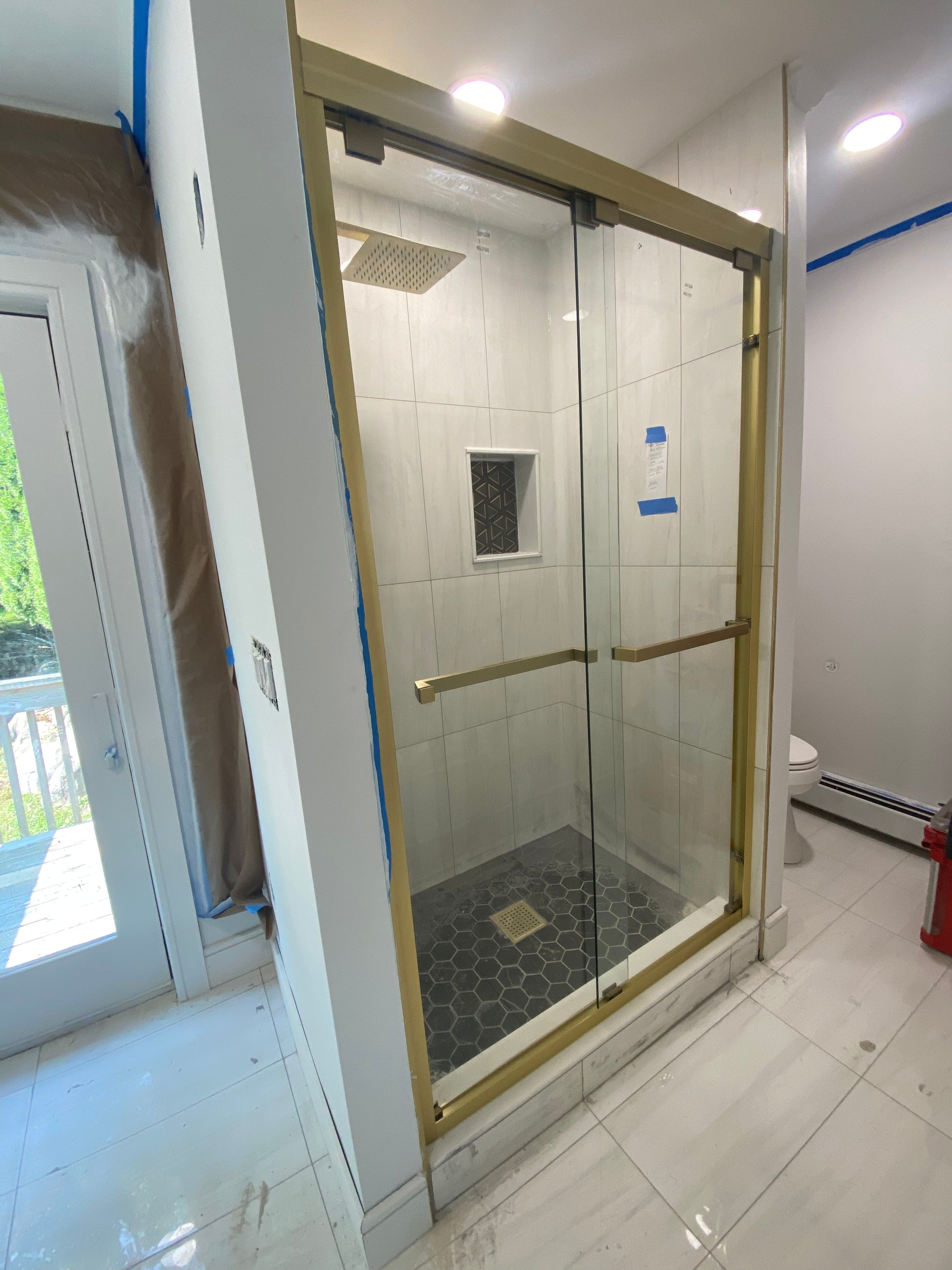 60" Bypass Tub Door with Klearteck Treatment (5/16" Thickness) (Brushed Gold) ASD  Series - iStyle Bath