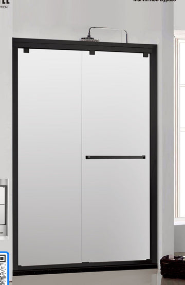 48" Frosted ASD Series Bypass Standing Shower Door (5/16" Thickness) (Matte Black) Low Ceiling Privacy