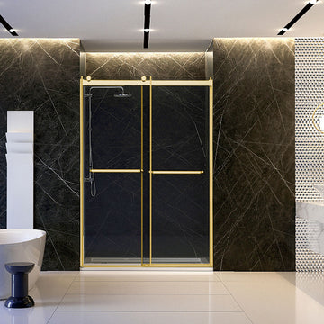 60" Frameless Bypass Shower Door with Klearteck Treatment (5/16" Thickness) (Brushed Gold) John Series