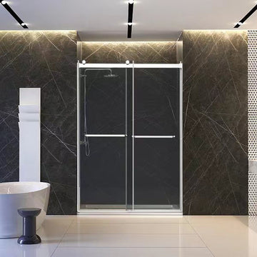 60" John Series Frameless Bypass Shower Door with Klearteck Treatment (5/16" Thickness) (Chrome)