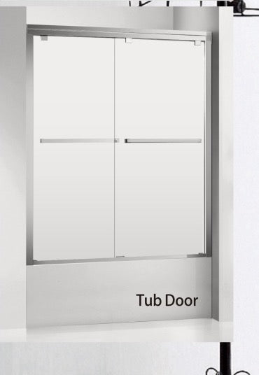 60" Frosted ASD Series Bypass Tub Door (5/16" Thickness) (Chrome) Privacy