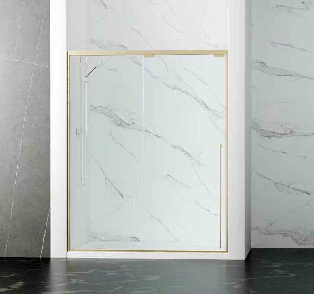 NEW LOW PRICE 54" Karina Series Minimalist Shower Door with a Single Sliding Door Brushed Gold