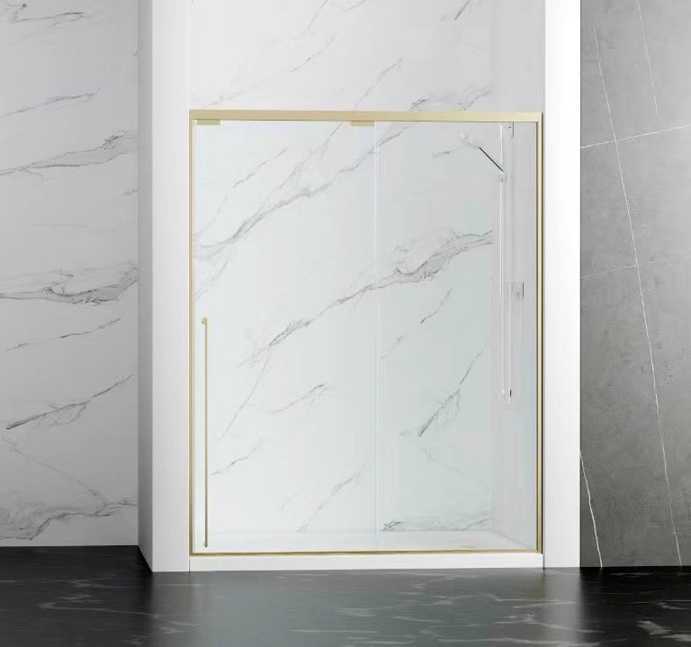 NEW LOW PRICE 48" Karina Series Minimalist Shower Door with a Single Sliding Door (Brushed Gold)