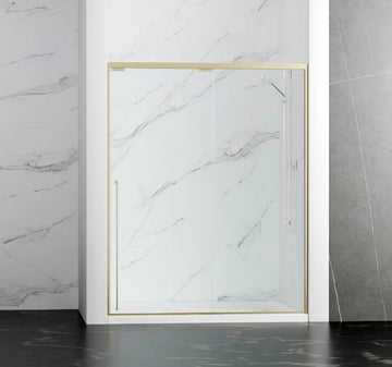 NEW LOW PRICE 48" Karina Series Minimalist Shower Door with a Single Sliding Door (Brushed Gold)