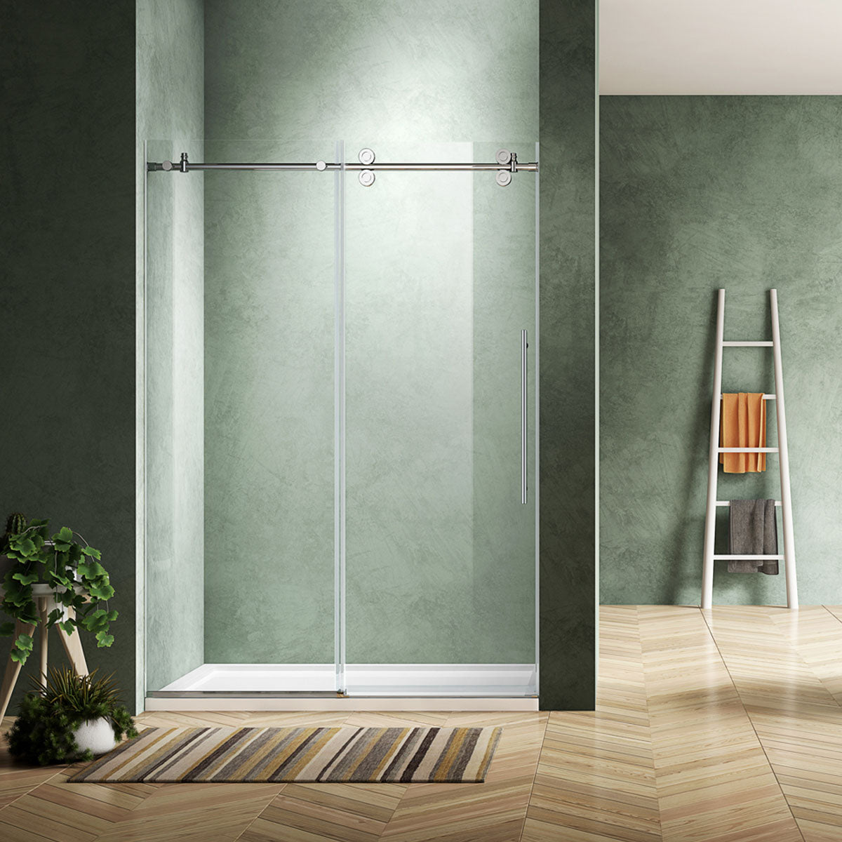 66" BH Series Frameless Single Sliding Shower Door (Chrome)