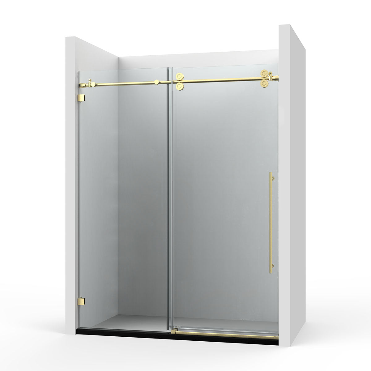 60" BH Series Frameless Single Sliding Shower Door (Brushed Gold)