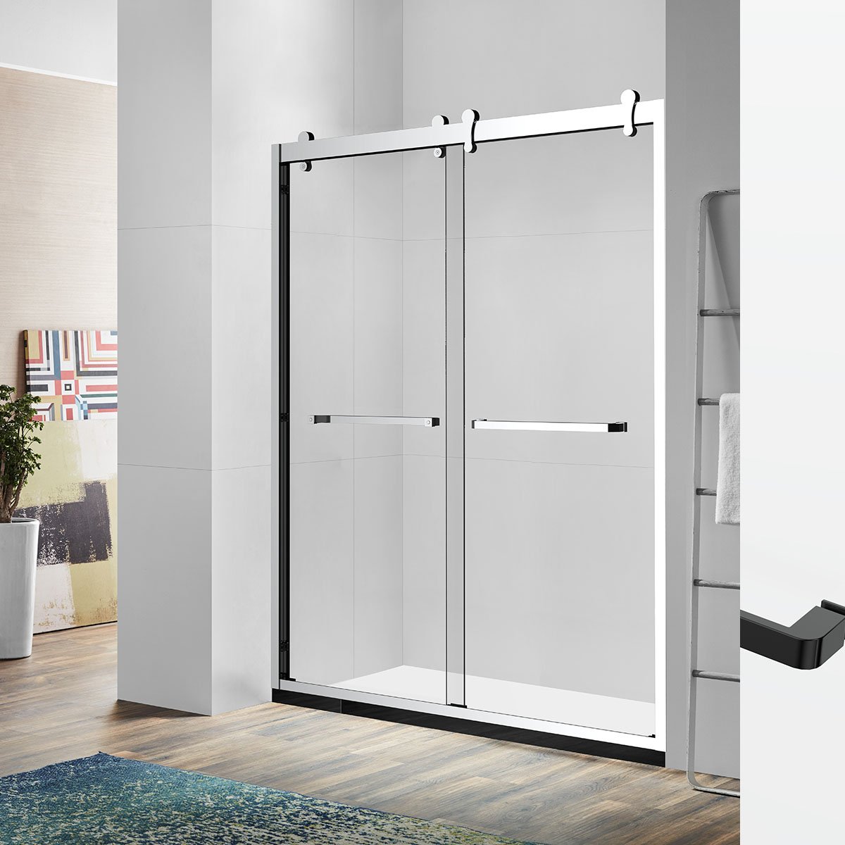 54" GBY22 Owen Bypass Series Shower Door with Klearteck Treatment (3/8" Thickness) (Brushed Nickel)