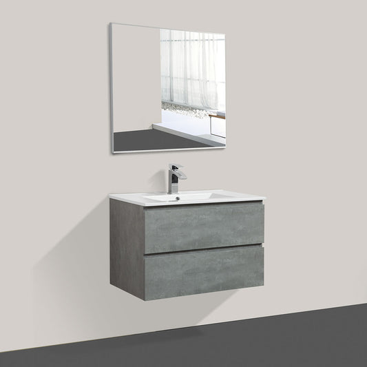 30" V9005 Angela Series Wall Hung Vanity & Ceramic Sink (Cement Grey)