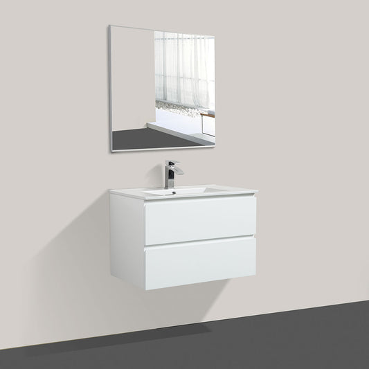 30" V9005 Angela Series Wall Hung Vanity & Ceramic Sink (Glossy White）
