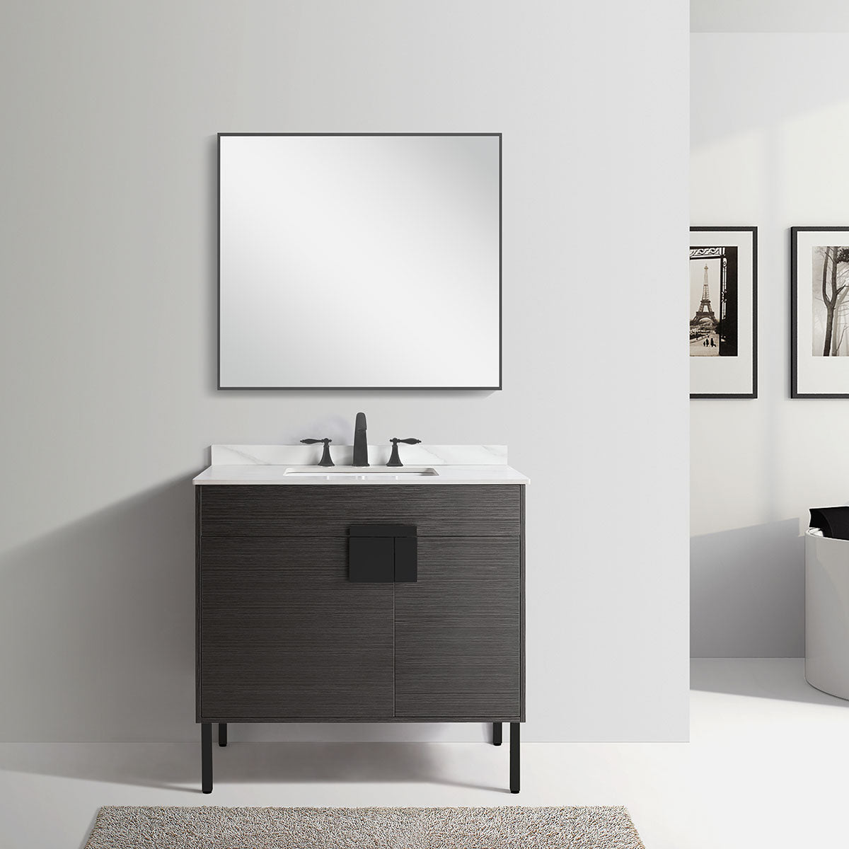 36" Vanity with Sintered Stone Countertop (Charcoal Grey) V9003 Series