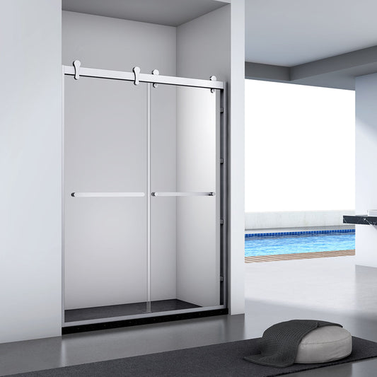 60" Shower Door (5/16" Thickness) (Brushed Nickel) JZ Natalie Bypass Series - iStyle Bath