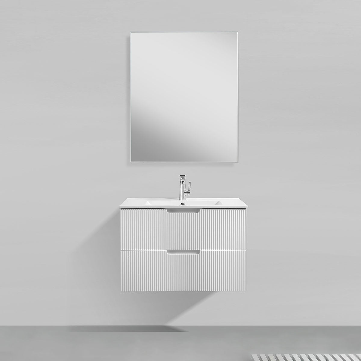30" Sylvia Wall Hung Vanity & Ceramic Sink (Glossy White) V9018 Series