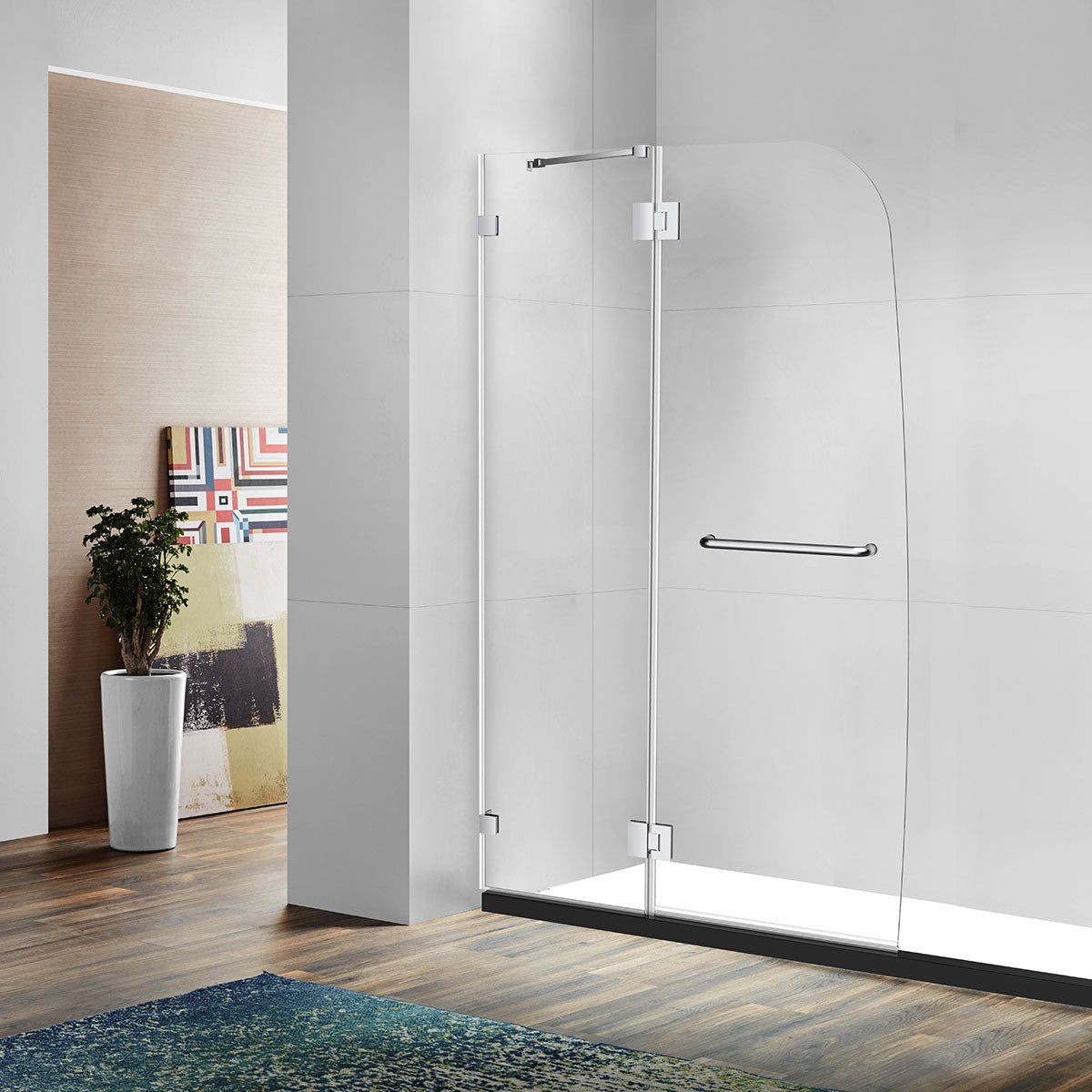 TS04 Allen Frameless Hinged Shower Door with Klearteck (3/8" Thickness) (Chrome)