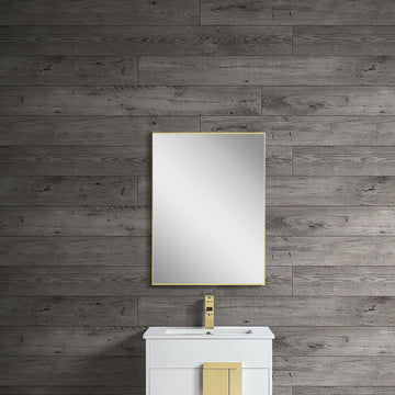 24"w x 32"h Aluminum Rectangle Bathroom Wall Mirror (Brushed Gold) - iStyle Bath