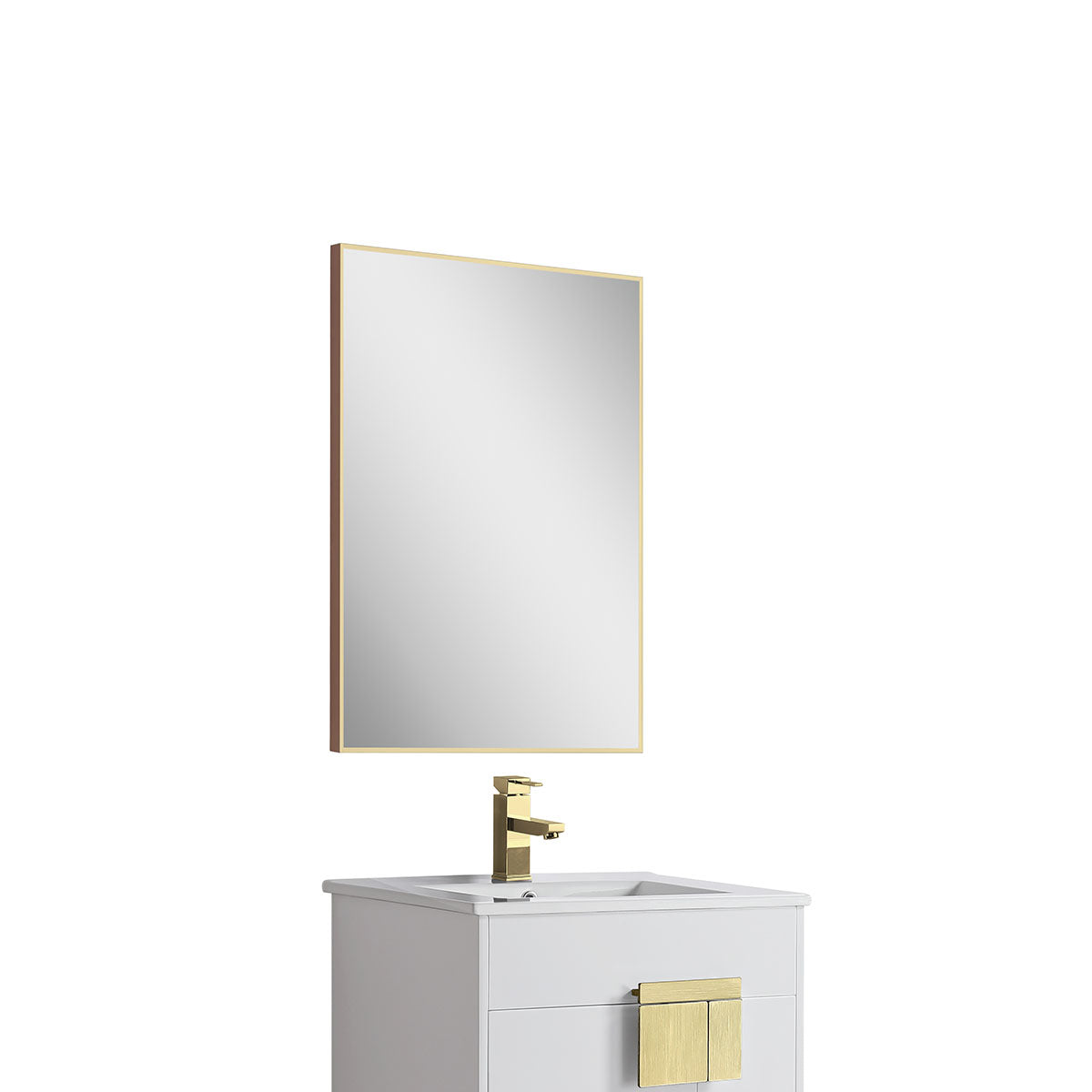 24"w x 32"h Aluminum Rectangle Bathroom Wall Mirror (Brushed Gold) - iStyle Bath
