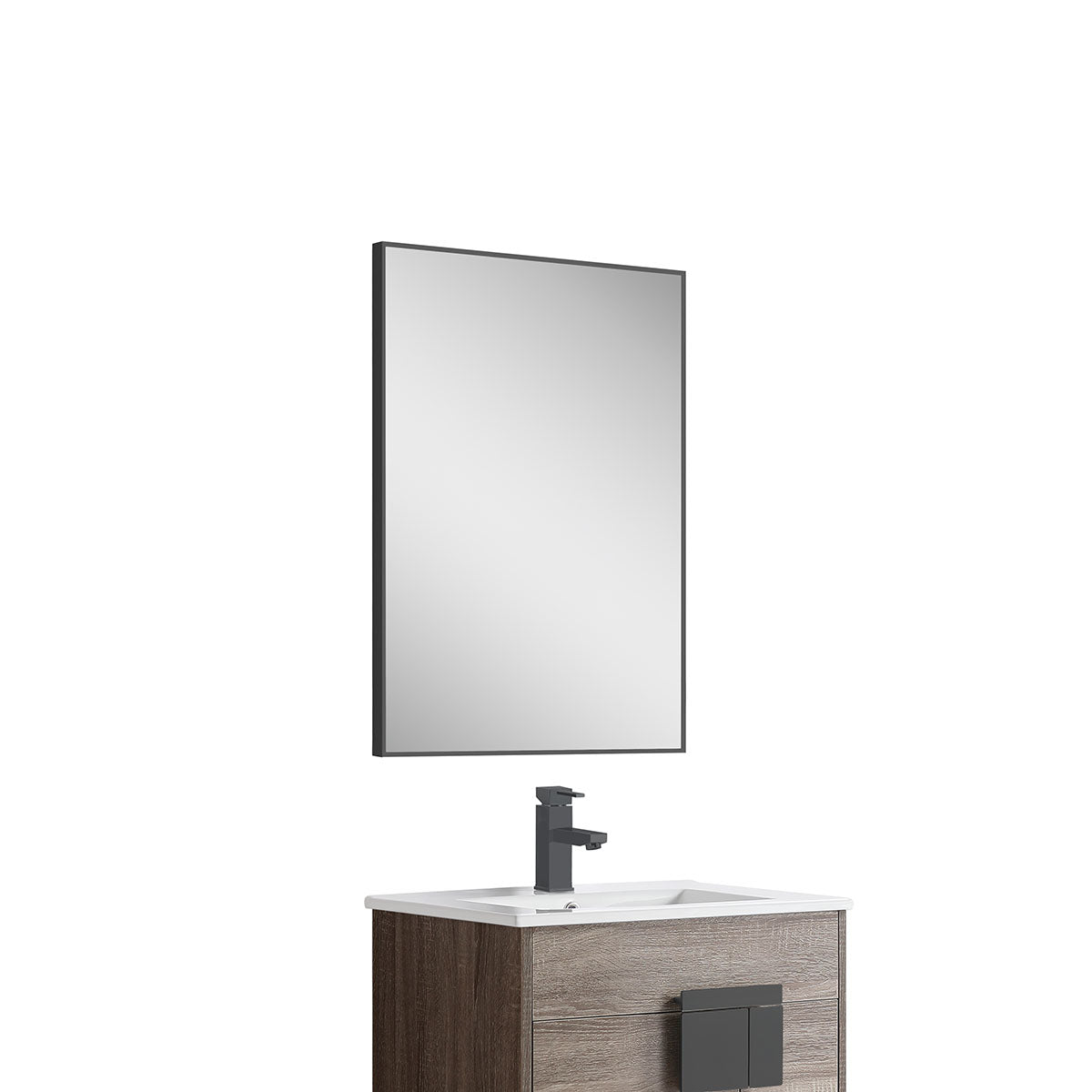 24"w x 32"h Aluminum Rectangle Bathroom Wall Mirror (Matte Black) - iStyle Bath