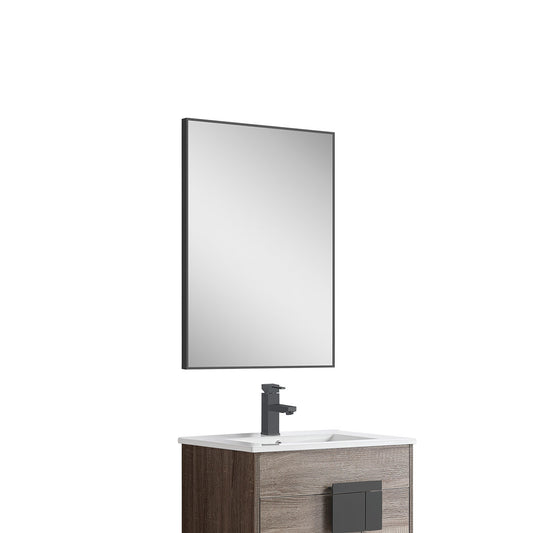 24"w x 32"h Aluminum Rectangle Bathroom Wall Mirror (Matte Black)