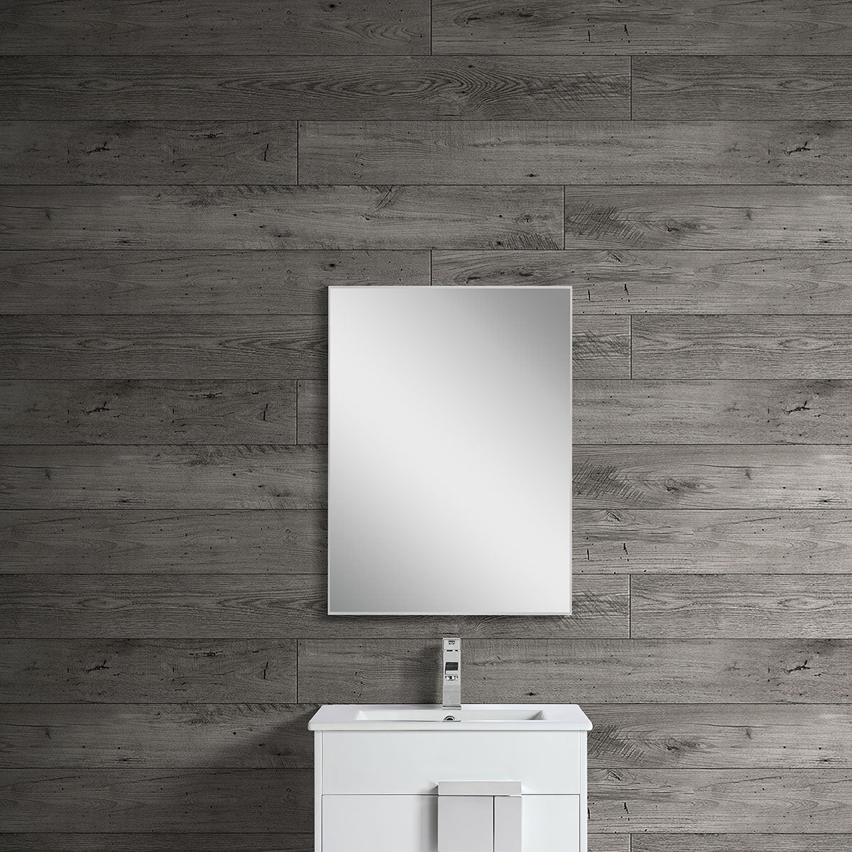 24"w  x 32" h Aluminum Rectangle Bathroom Wall-Mirror Series (Silver)