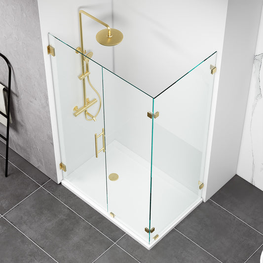 Miko's Hinges on Wall Shower Enclosure Brushed Gold