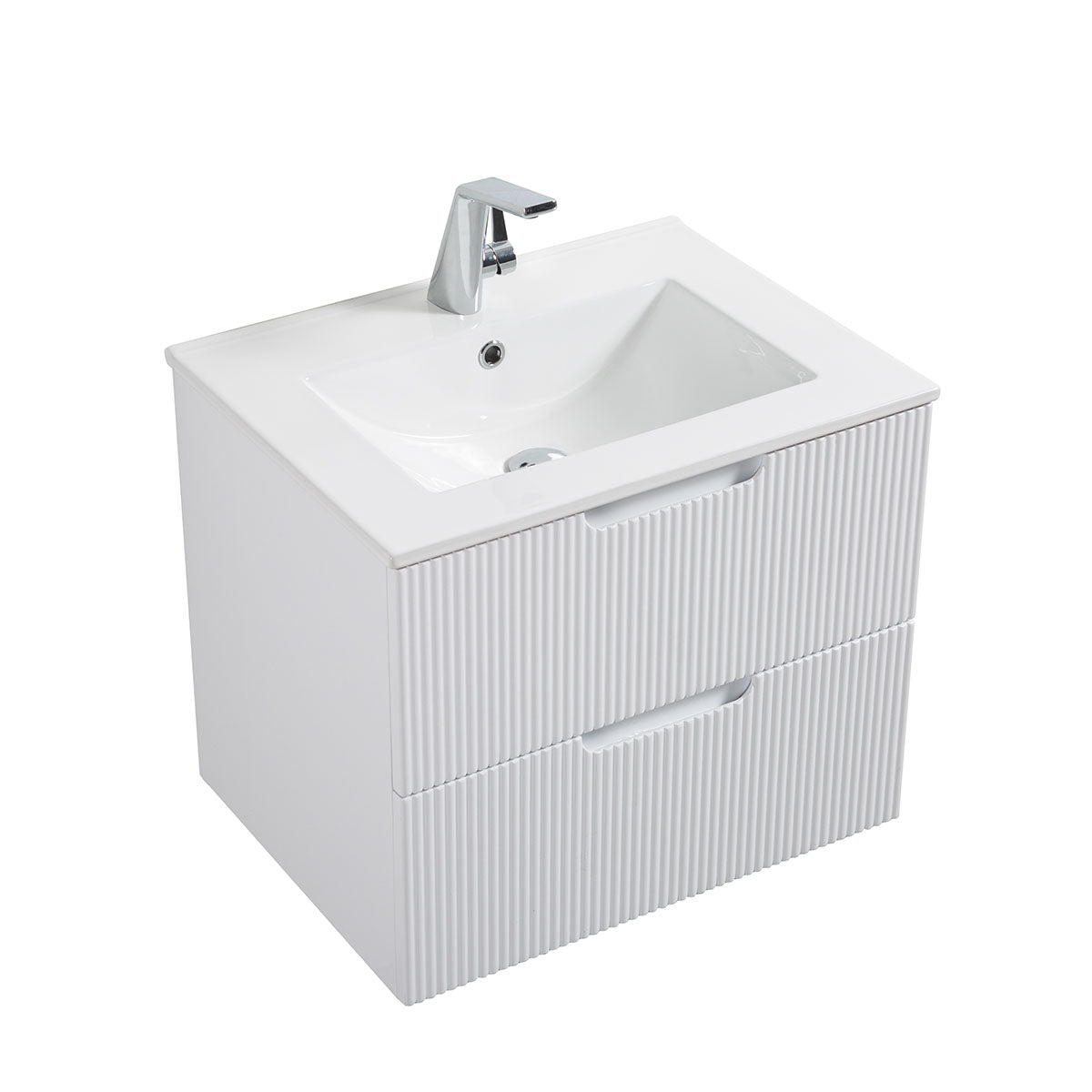 24" Sylvia Wall Hung Vanity & Ceramic Sink (Glossy White) V9018 Series - iStyle Bath