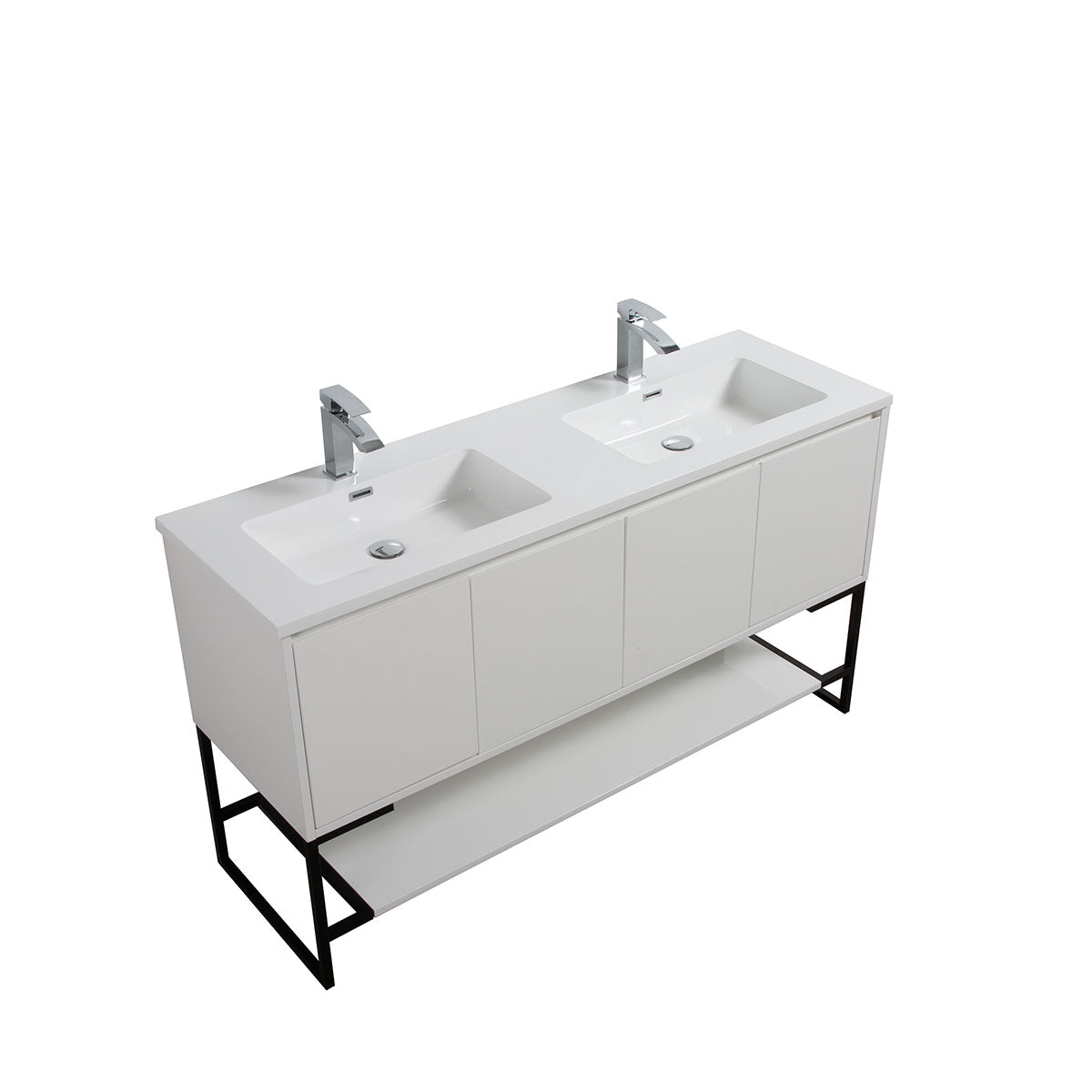 60" Allen Vanity & Resin Sink (Glossy White) V9006 Series - iStyle Bath